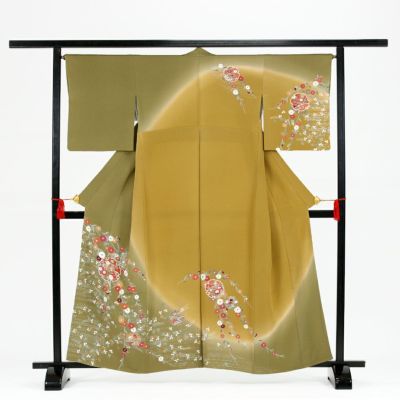 中古） 久保田一竹 訪問着 グレー フォーマル 金通し 染め 辻が花 一竹