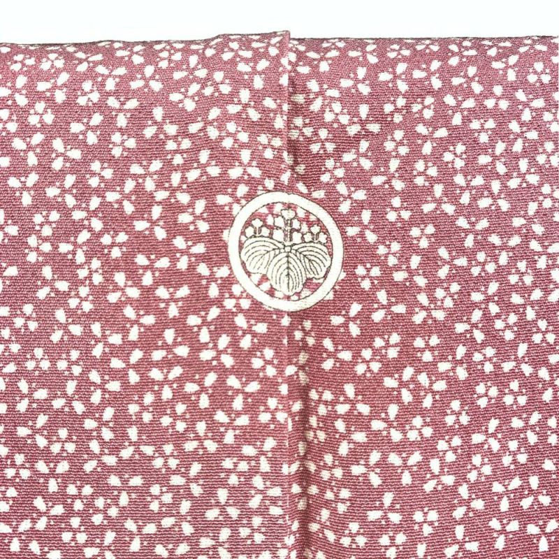 中古）江戸小紋 ピンク地 総柄 小花 桜 花びら 伊勢型 背紋 袷 S【身丈