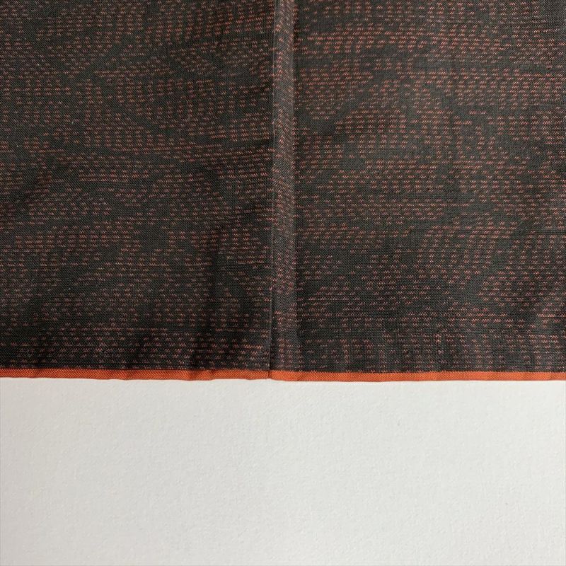 中古）大島紬 こげ茶 カジュアル 総柄 葉模様 袷 L【身丈】165.5cm【裄