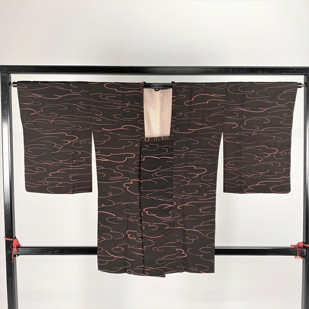 美品 単衣 縮緬 しつけ糸付き 身丈159㎝ 着物 落成款識 落款 k074（未 