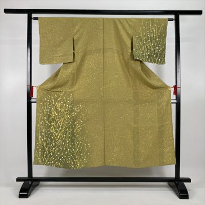 中古) 久保田一竹 色無地 深川鼠色 緑 セミフォーマル 金通し 中古) 久保田一竹 色無地 深川鼠色 緑 セミフォーマル 金通し