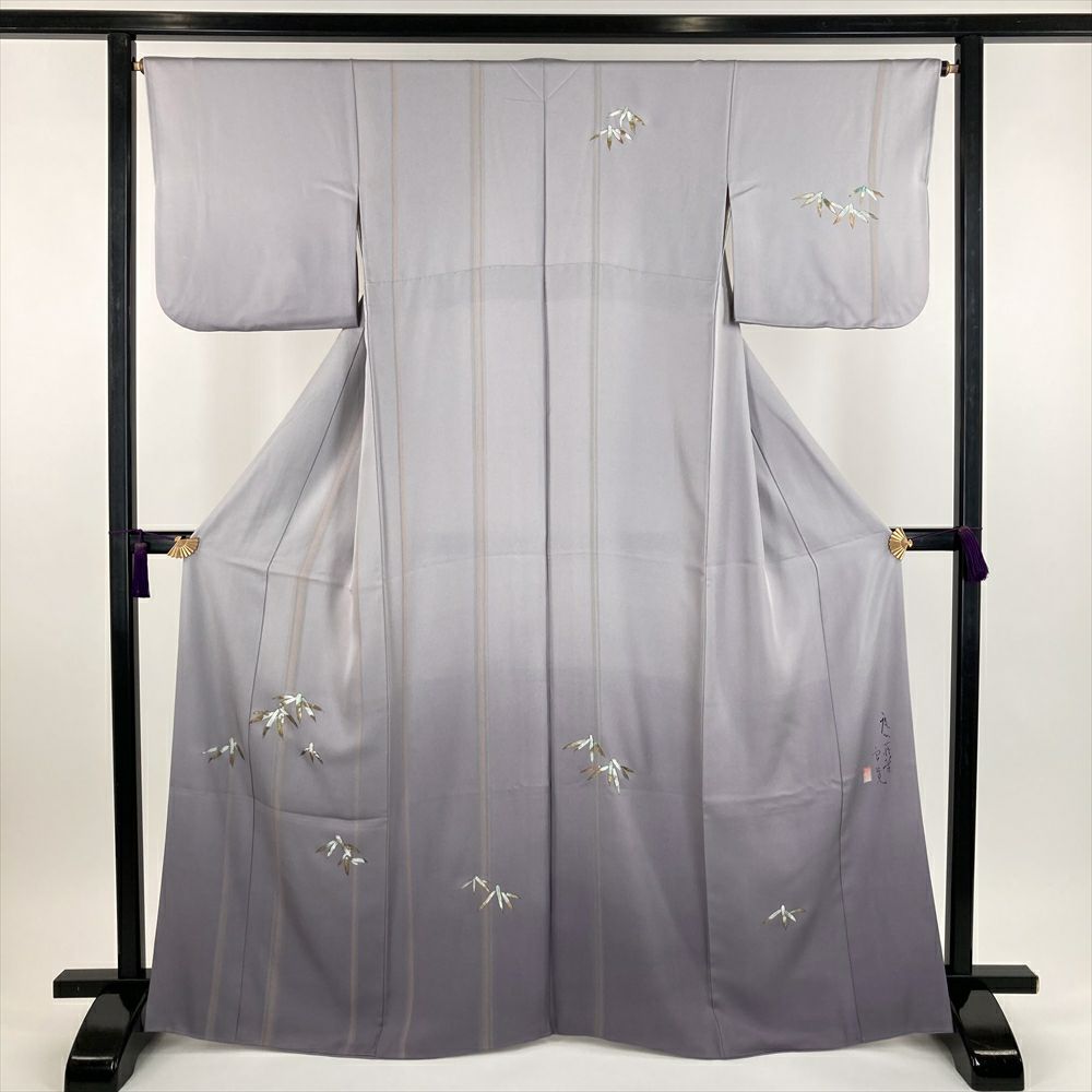 ★専用★未使用品 訪問着 総絞り グレー 花文 身丈164.0cm 裄丈68.0 美品 訪問着 身丈153cm 裄丈62.5cm S 袷 草花 ヱ霞 銀