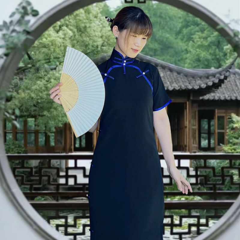 たんす屋 | 古法旗袍定制 黑色 正绢 チャイナドレス