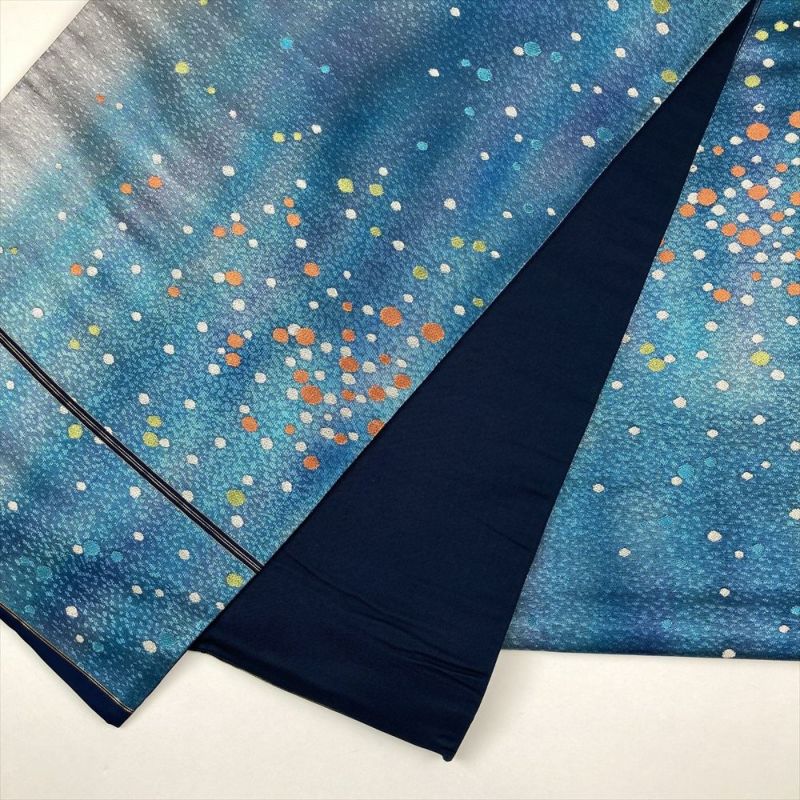 中古）袋帯 青 セミフォーマル カジュアル 六通 ぼかし 霰