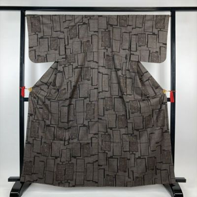 中古）名古屋帯 黒 カジュアル 松葉仕立て 博多織 縞 に蝙蝠 絹