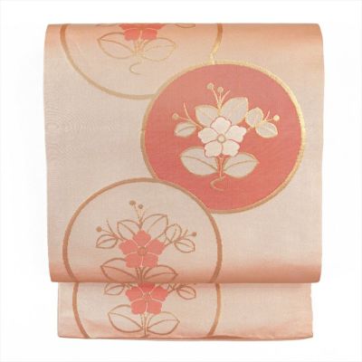 ほっこり文様✩.*˚紬 素朴な花柄 名古屋帯 ほっこり文様✩.*˚紬 素朴な花柄 名古屋帯 花模様生紬