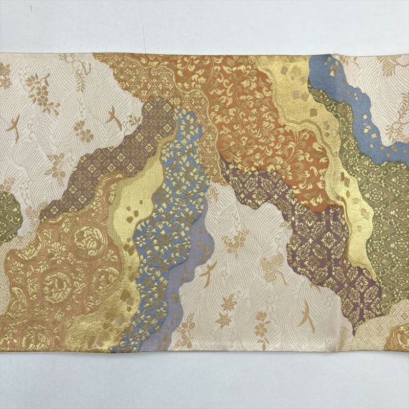 淡色 道長取り 古典柄 六通 袋帯 フォーマル 未使用 各種お値引対象外 特選 袋帯 中古 リサイクル 正絹 フォーマル 仕立て上がり 六通 煌緻
