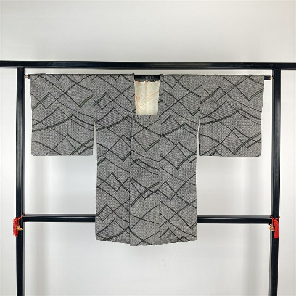 道中着 身丈98cm 裄丈64.5cm M 和装コート リバーシブル 霞 ぼかし 灰  