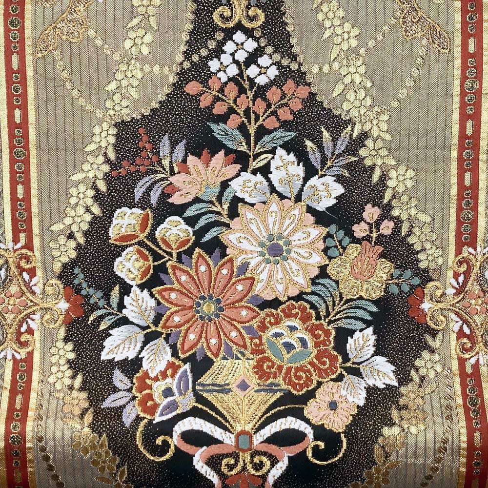 中古）袋帯 金 フォーマル セミフォーマル 六通 花 オリエンタル模様