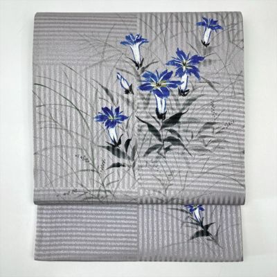 パステルカラー有職模様・淡グレー色袋帯・正絹・美品　M-34 パステルカラー有職模様・淡グレー色袋帯・正絹・美品 M-34