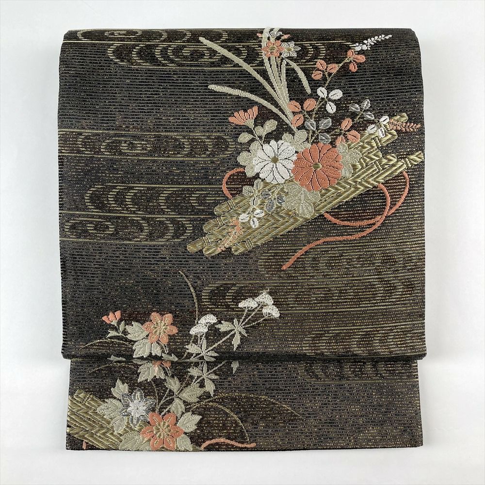 帯屋捨松 夏袋帯 赤紫色 仕立て付き フォーマル 夏 袋帯 紗袋帯 夏袋帯  