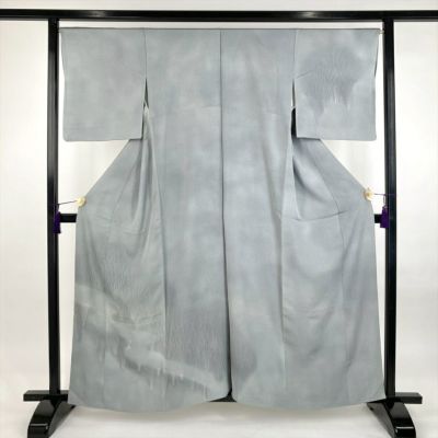 中古）特撰加賀友禅 訪問着 白菫色 グレー フォーマル 染め 手描き