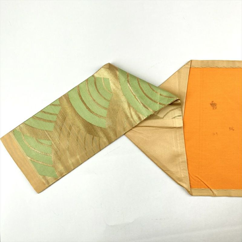 中古）名古屋帯 金 セミフォーマル カジュアル 松葉仕立て 織り 切箔