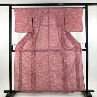 中古）夏色無地 ピンク 絽 S【身丈】157.5cm【裄丈】65.5cm