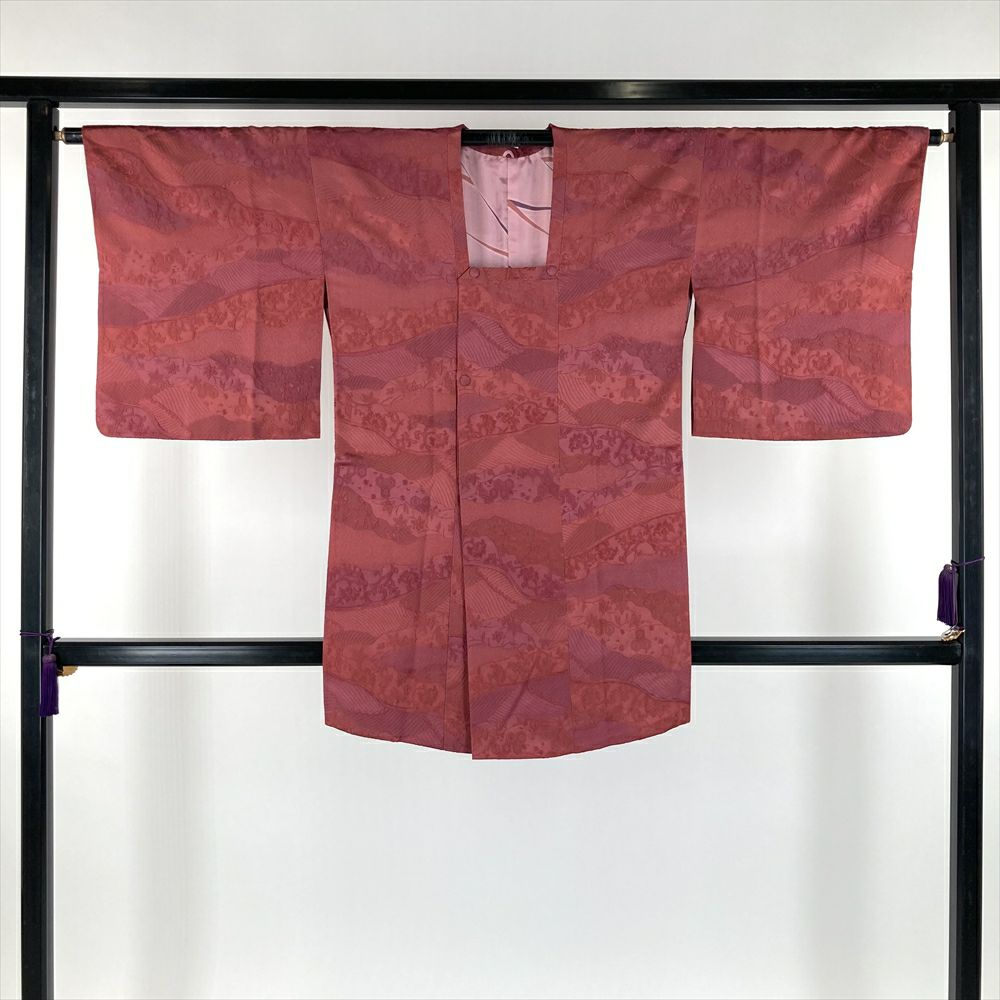 道中着 身丈105cm 裄丈67cm M 和装コート 地紋 濃紫 正絹 美品 逸品  