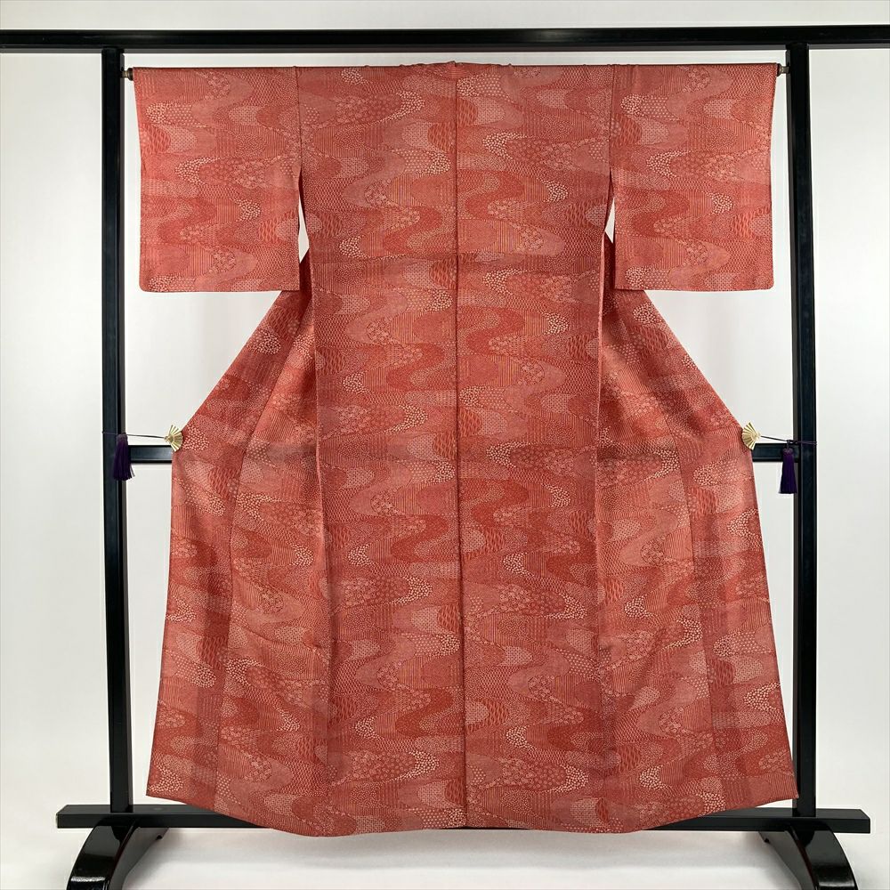 夏着物 浴衣 コスモポリタンピンク フレンチリネン 縞 きもの 単衣 彩っ 麻 