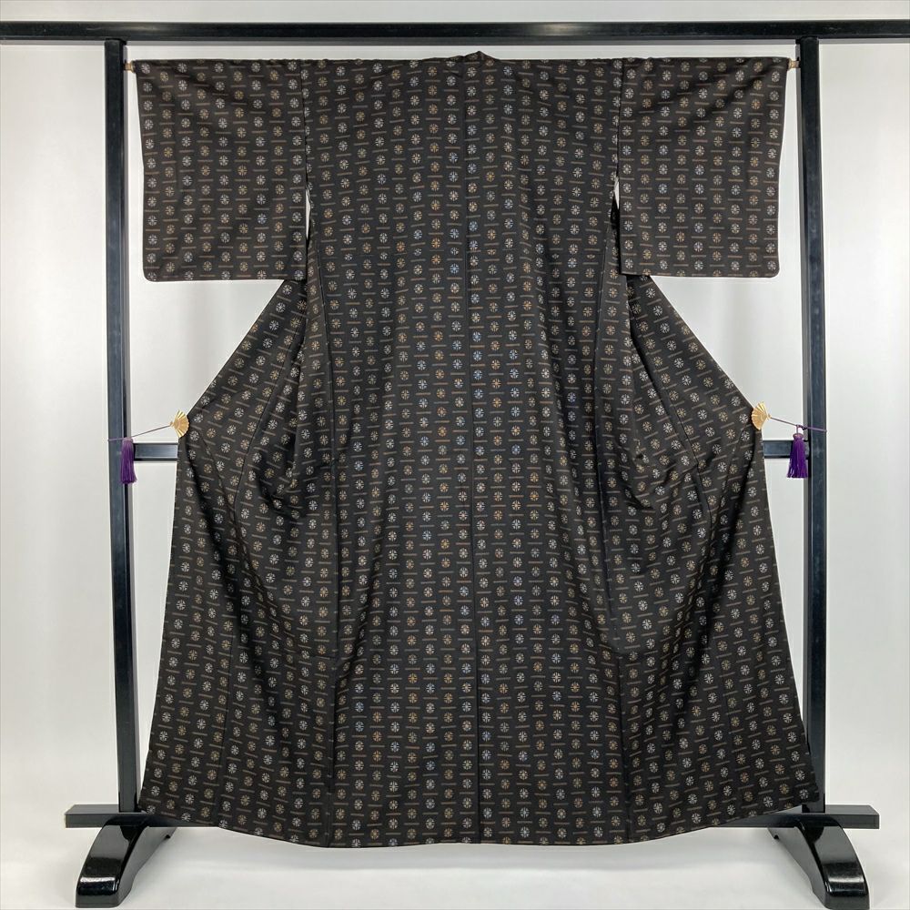 小紋 身丈159.5cm 裄丈64.5cm 正絹 名品 【中古】（大島紬 身丈159cm  