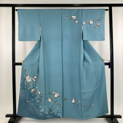 中古） 特撰加賀友禅 奥田勝将 訪問着 薄群青色 フォーマル 染め