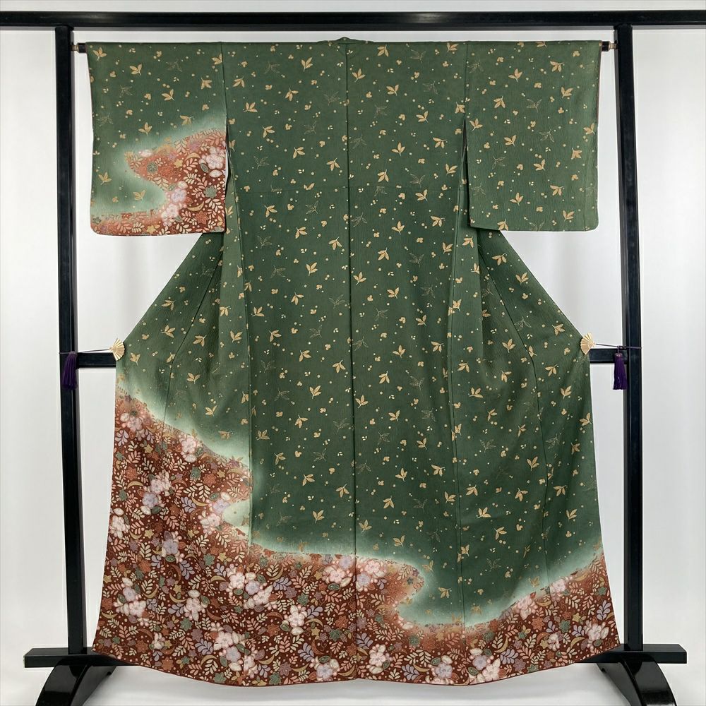 色留袖 袷 久保田一竹 工房 グリーン 辻が花 裄65.5 M~L sn2 色留袖 袷 久保田一竹 工房 グリーン 辻が花 裄65.5 M~L sn2