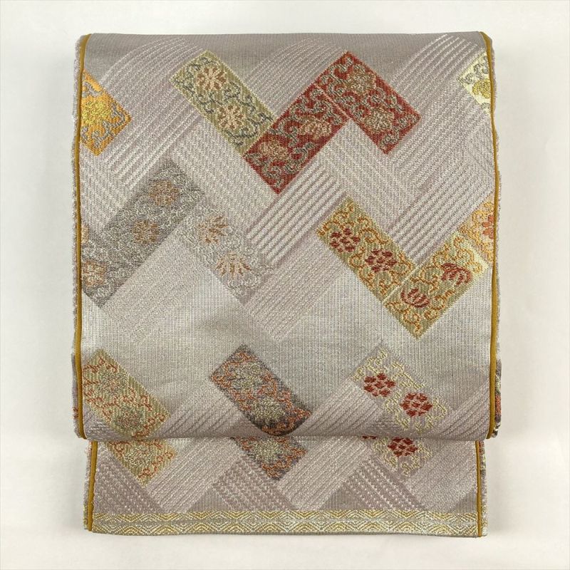 中古）誉田屋源兵衛 袋帯 銀色 フォーマル 全通 織り 金糸 銀糸 西陣