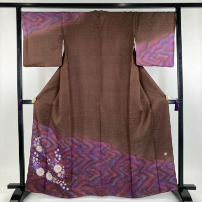 中古） 久保田一竹 訪問着 グレー フォーマル 金通し 染め