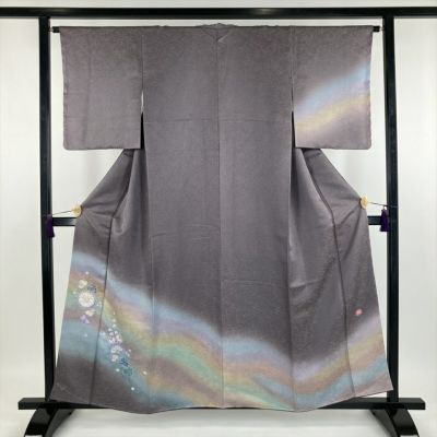 中古） 久保田一竹 訪問着 グレー フォーマル 金通し 染め