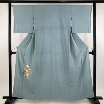 中古） 特撰加賀友禅 奥田勝将 訪問着 薄群青色 フォーマル 染め