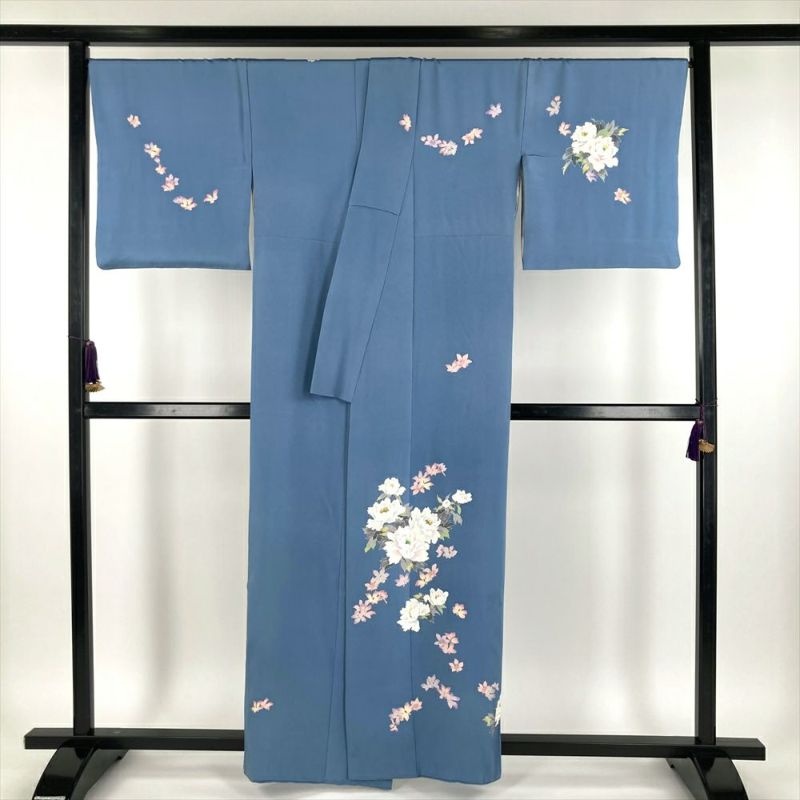 中古） 特撰加賀友禅 奥田勝将 訪問着 薄群青色 フォーマル 染め