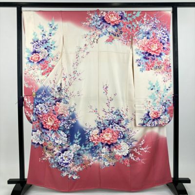 中古）振袖 紫地 金彩 雪輪 花柄 金通し フォーマル 袷 M【身丈】162cm