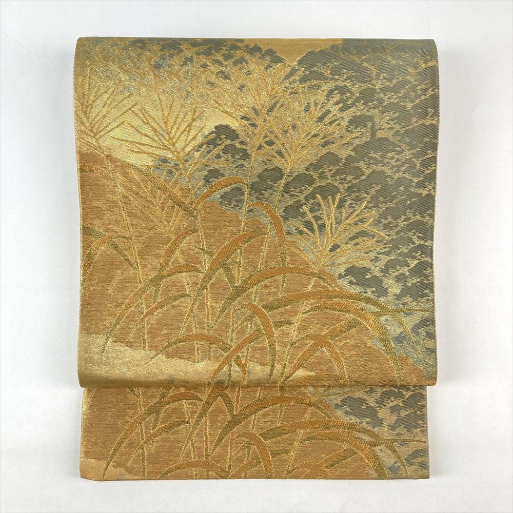 袋帯 中古 リサイクル正絹 美品 未使用品 仕立て上がり 寄せ柄織 洒落  