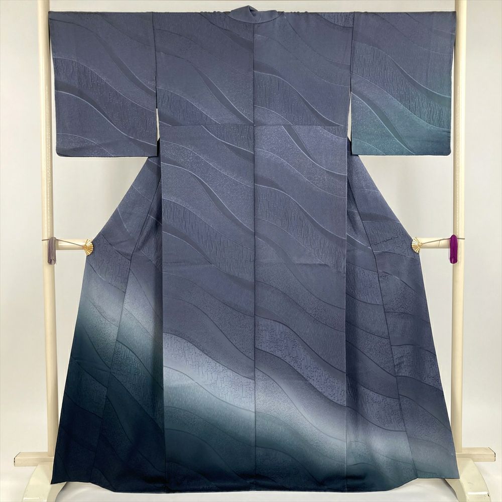 未使用品】単衣 絽織訪問着 ボカシ染 （中古品 正絹 訪問着 夏物きもの  