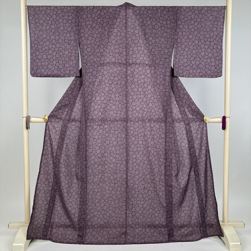 麻着物 浴衣 コスモポリタンピンク フレンチリネン 縞 きもの 単衣 夏  