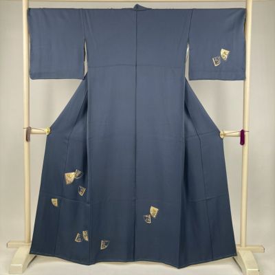 中古) 大島紬 焦げ茶 カジュアル 変わり市松華文様 袷 絹【身丈 中古) 大島紬 焦げ茶 カジュアル 変わり市松華文様 袷 絹【身丈
