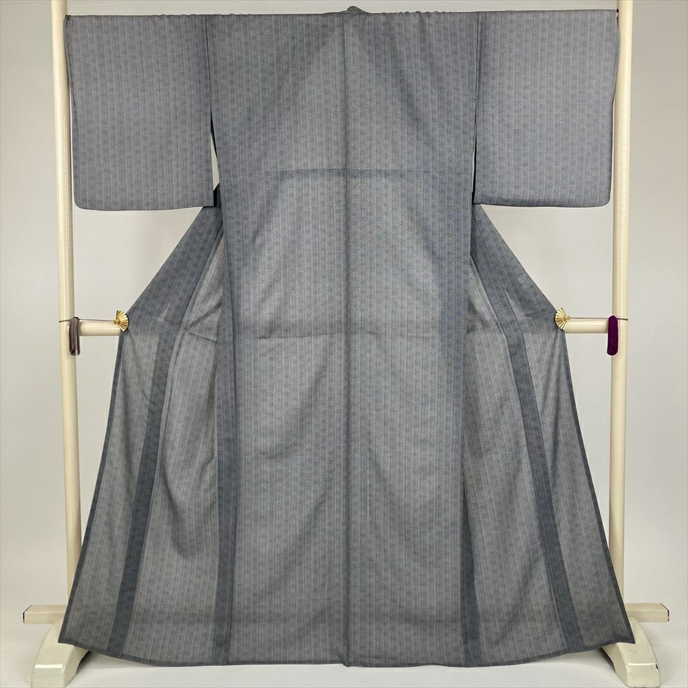 付下げ 一方付 単衣 着物 オイスター色 四季の花 裄63 L 中古 sn280 