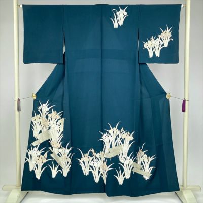 単衣 色無地 地紋 波 居敷当て有り TORAY 洗える着物 色無地 単衣 日本製 東レ 街着屋の進化した色