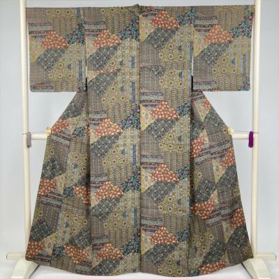 紗 無地 小紋 正絹 未使用 155cm～160cm Ks967