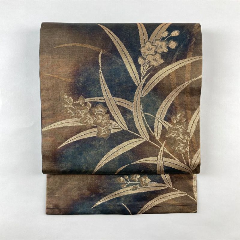名古屋帯美品水色茶屋舟正絹☆千切屋☆(新品)