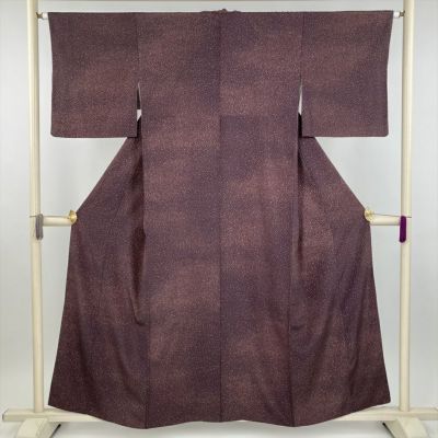 人気商品・限定商品ばかりの「超得 半額福袋」が販売開始 中古） 小紋 小豆色 カジュアル あられ 袷 絹 【身丈】152cm【裄 着物・浴衣