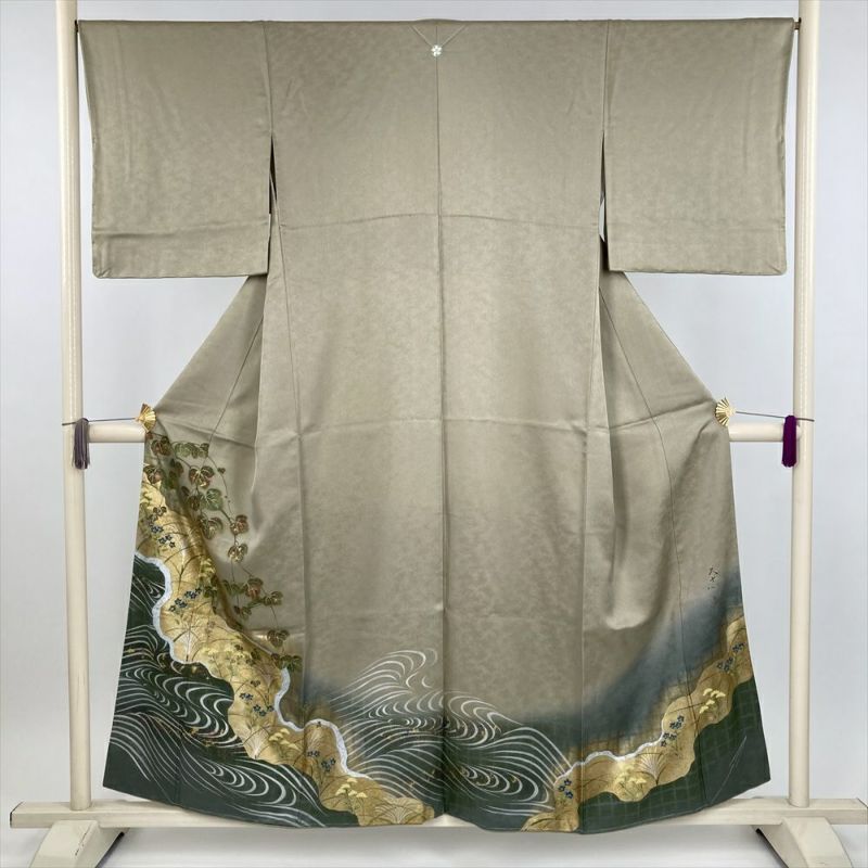 中古） 色留袖 砂色 フォーマル 琳派 蔦 袷 絹 【身丈】152cm