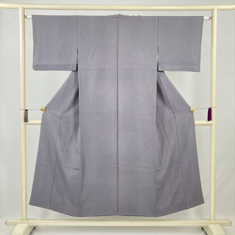 中古） 小紋 ブルーグレー カジュアル 伊勢型 袷 絹 【身丈】142.5cm