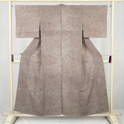 中古） 小紋 ブルーグレー カジュアル 伊勢型 袷 絹 【身丈】142.5cm