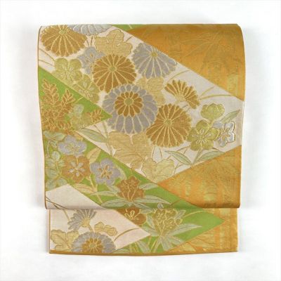 中古）誉田屋源兵衛 袋帯 銀色 フォーマル 全通 織り 金糸 銀糸 西陣