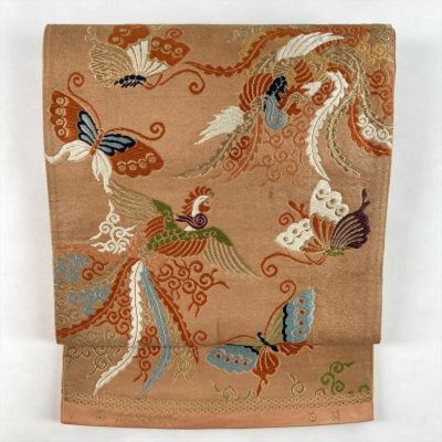 中古）袋帯 金色 フォーマル 六通 織り 川島織物 蝶 絹