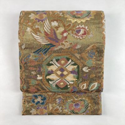 中古）袋帯 金色 フォーマル 六通 織り 川島織物 蝶 絹