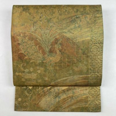 川島織物　金色　袋帯　六通 中古）袋帯 金色 フォーマル 六通 織り 川島織物 蝶 絹