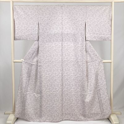 中古） 単衣紬 ピンク カジュアル 葵 桐 単衣 絹 【身丈】160cm【裄丈