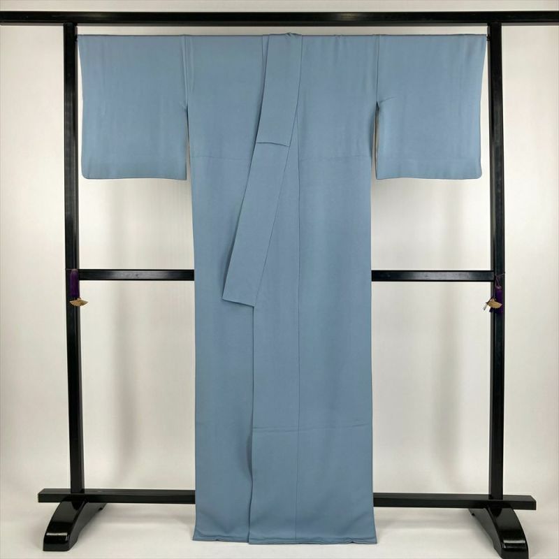 袋帯　3シーズン　菱　ブルーグレー たんす屋 | 【セット45】（中古）色無地＆袋帯 水色 グレー カジュアル