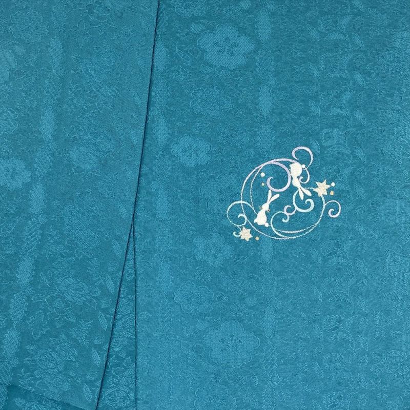 単　裄68 正絹　訪問着 菊の花刺繍 青緑色 楽天市場】【新品】 道中着 コート 単衣 紋紗 正絹 青磁色 淡緑