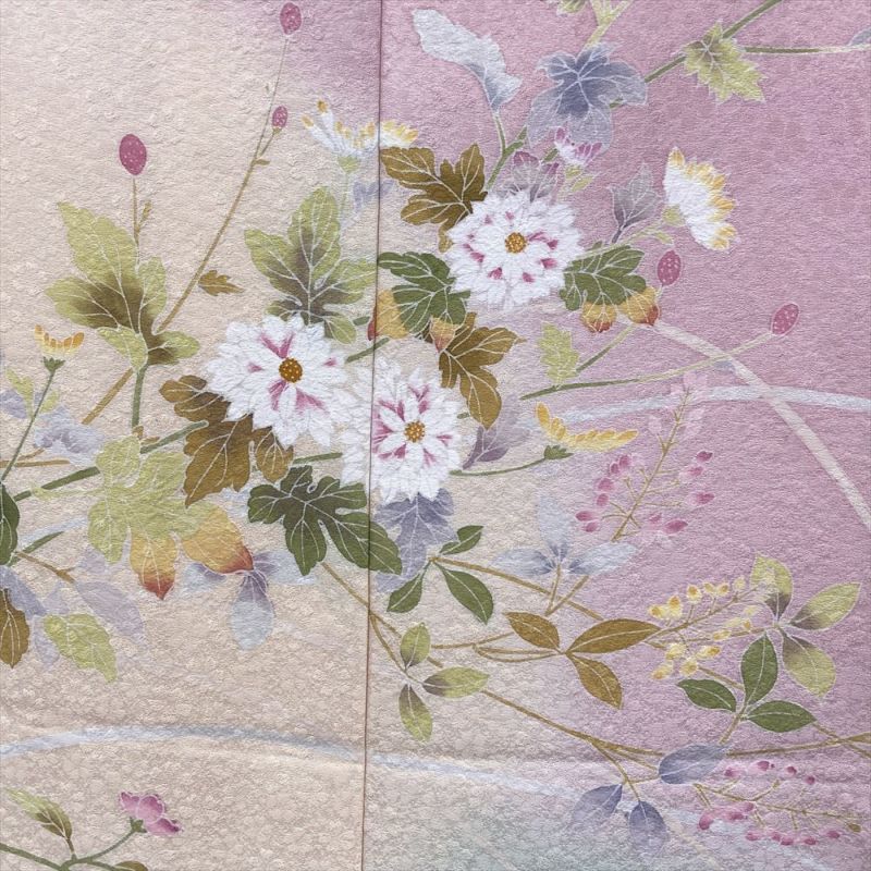 中古） 訪問着 ピンク セミフォーマル 四季花 袷 絹【身丈】160cm【裄