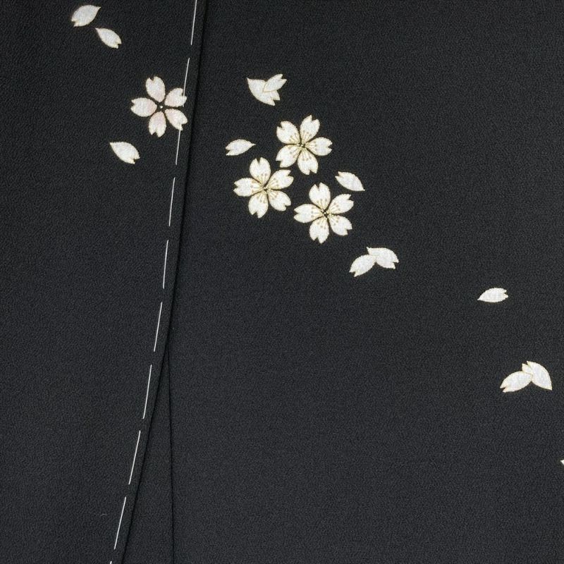 中古） 訪問着 黒 セミフォーマル 桜尽くし 袷 絹【身丈】159cm【裄丈